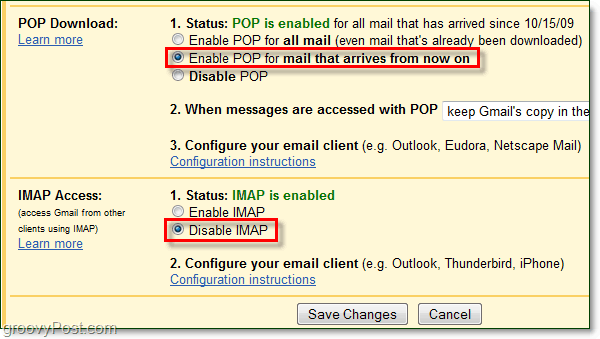 قم بتوصيل Gmail بـ Outlook 2010 باستخدام بروتوكول POP