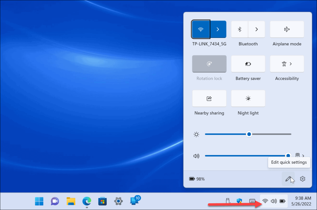 الإعدادات السريعة في Windows 11