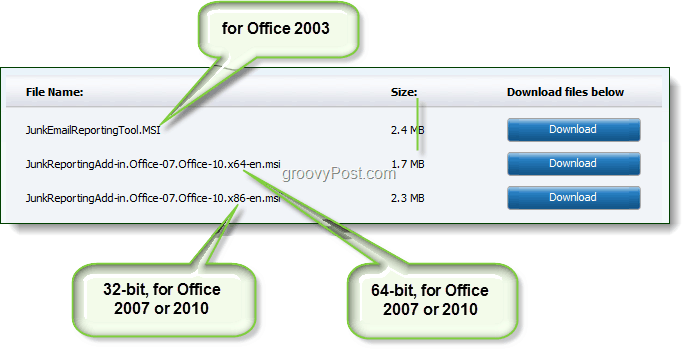 تنزيل أداة الإبلاغ عن البريد الإلكتروني غير الهام لـ Office 2003 أو Office 2007 أو Office 2010