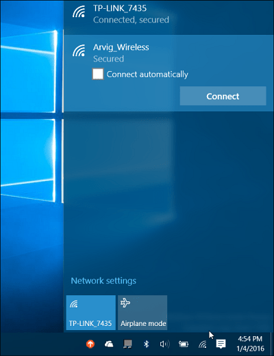 شبكة Windows 10