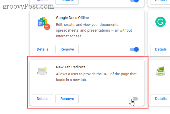 تعطيل ملحق New Tab Redirect في Chrome