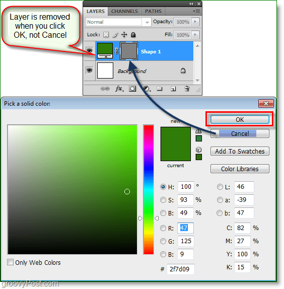 لقطة شاشة لبرنامج Photoshop Color Picker -woohoo يمكنك الآن استخدام مفاتيح التشغيل السريع لمنتقي الألوان في Photoshop