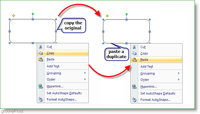 Microsoft Word 2007 انسخ النسخة الأصلية ، والصق نسخة مكررة