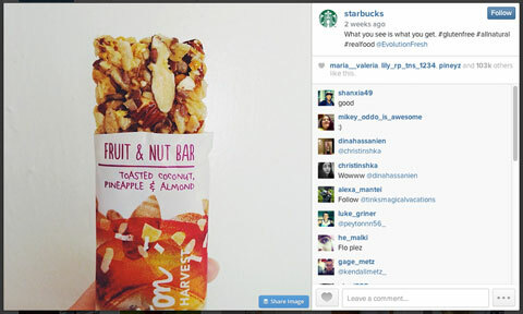 صورة ستاربكس على الانستغرام مع #glutenfree
