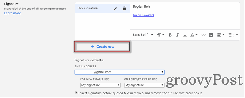 إعدادات التوقيعات المتعددة في Gmail جديدة
