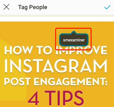مثال على علامة مشاركة instagram بمجرد تطبيقها