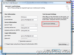 اختبار إعدادات حساب GMAIL IMAP في Outlook 2007