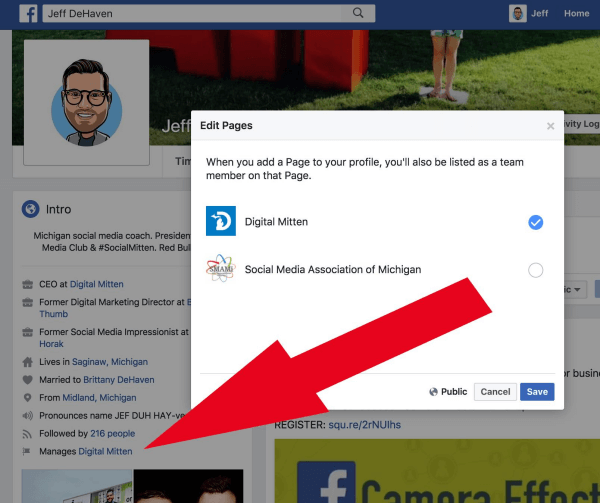 يمكن لمسؤولي صفحة Facebook الآن ربط الصفحات التي يديرونها بملفهم الشخصي.