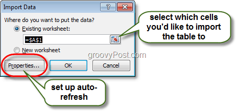 أداة استيراد البيانات في Excel 2010
