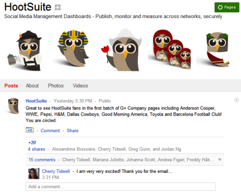 صفحات Google+ - HootSuite