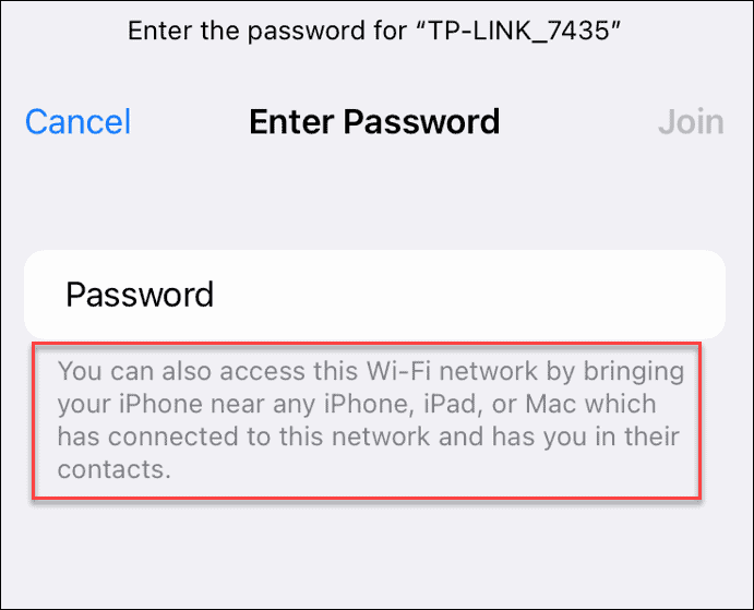 مشاركة كلمة مرور wi-fi على iPhone