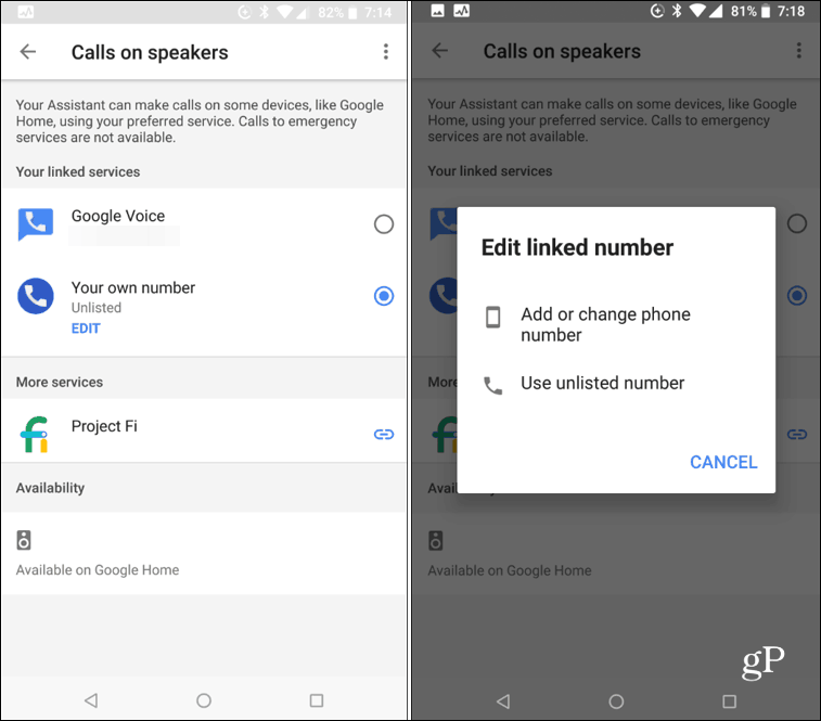 مكالمات Android على مكبرات الصوت الذكية من Google Home
