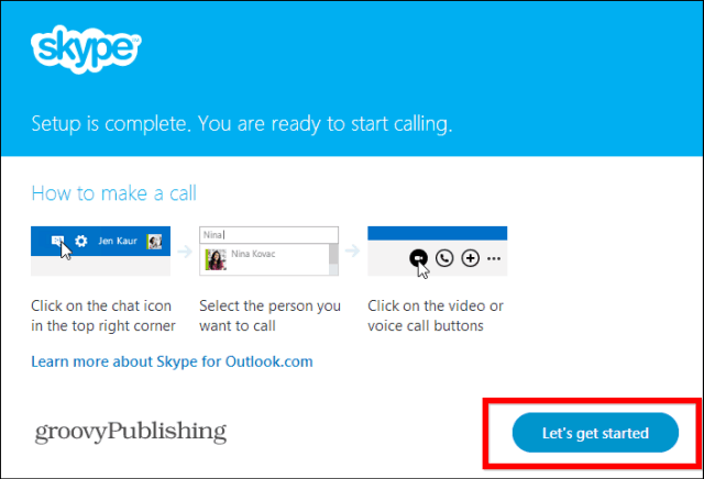 ابدأ المكوّن الإضافي المُثبت من Skype HD Outlook