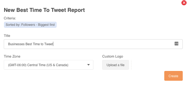 إنشاء تقرير أفضل وقت للتغريد في Audiense.