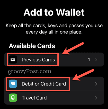 تضيف Apple Pay البطاقة السابقة أو بطاقة الخصم أو الائتمان الجديدة