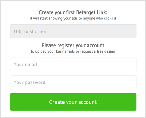 قم بإنشاء حساب مع RetargetLinks.