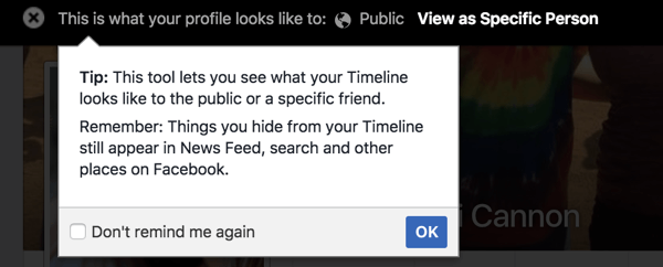 استخدم ميزة "عرض باسم" لترى كيف يظهر ملفك الشخصي على Facebook للآخرين.