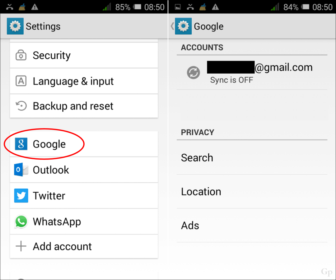 إزالة أو تغيير حسابات Google على جهاز Android