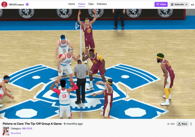 لعبة الدوري NBA2k على Twitch