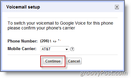 لقطة شاشة - تمكين Google Voice على رقم غير google