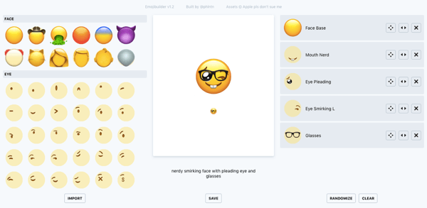 استخدم phlntn emojibuilder لإنشاء رموز تعبيرية مخصصة.