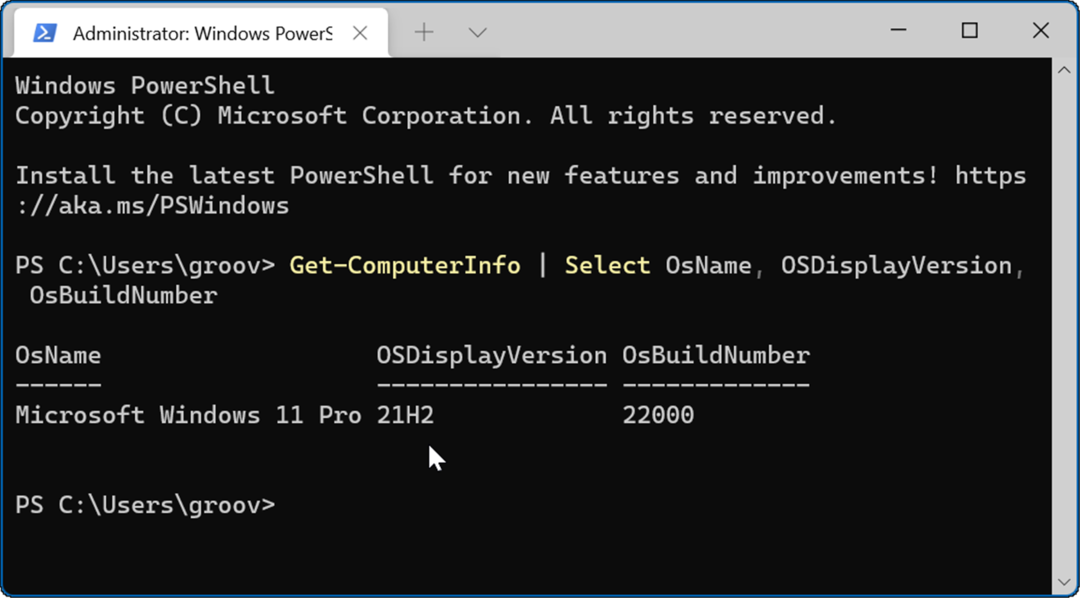 إصدار PowerShell Command Windows 11