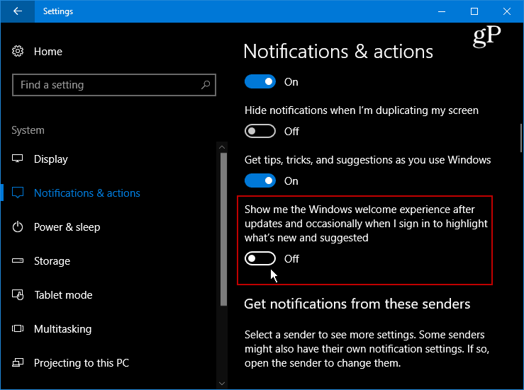 إخفاء شاشة ترحيب Windows 10 المزعجة بعد التحديثات