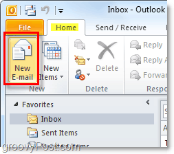 تأليف بريد إلكتروني جديد في Outlook 2010
