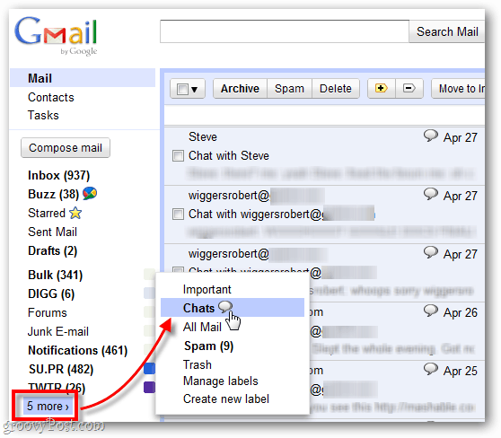 العثور على الدردشات المسجلة القديمة في Gmail