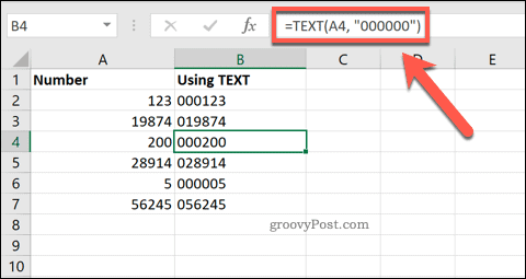 استخدام TEXT في Excel لإضافة الأصفار البادئة