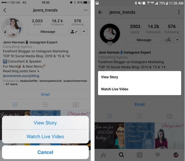 يمكن لزوار ملف تعريف Instagram اختيار الخيار الذي تريد عرضه في قصصك إذا كان لديك إعادة تشغيل فيديو وقصة منشورات.