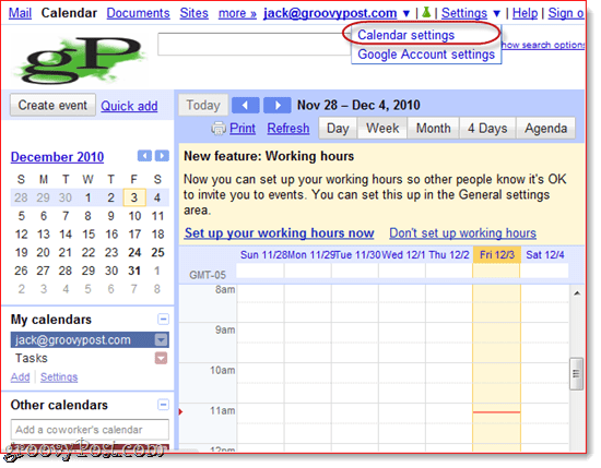 مزامنة تقويم Google إلى Outlook 2010