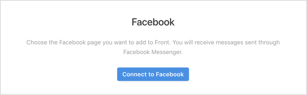 انقر فوق الزر Connect to Facebook في تطبيق Front.