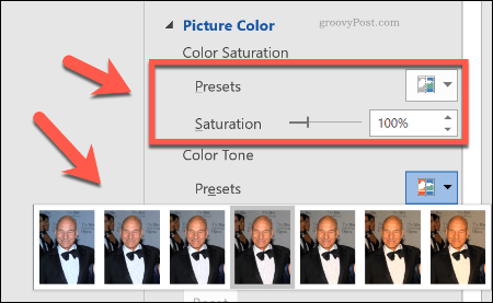 إجراء تصحيحات لون الصورة في Word