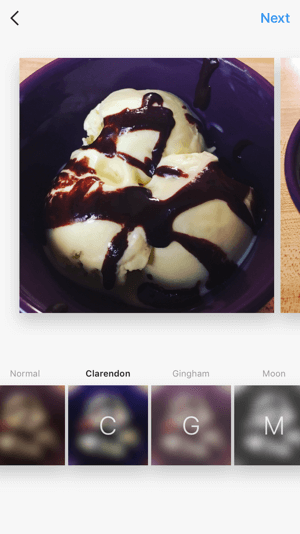 يمكنك تطبيق المرشحات وتحرير صورة بشكل فردي ، تمامًا كما تفعل مع منشور Instagram ذي صورة فردية.