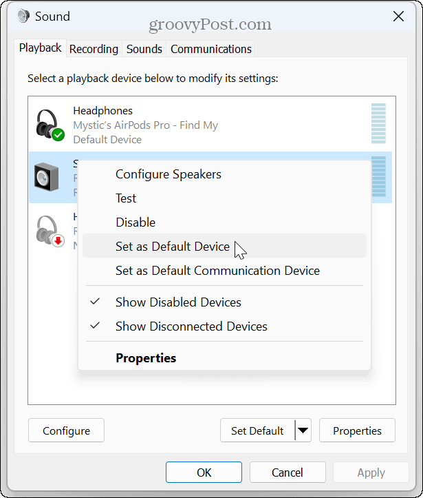 Windows 11 لا يكتشف سماعات الرأس