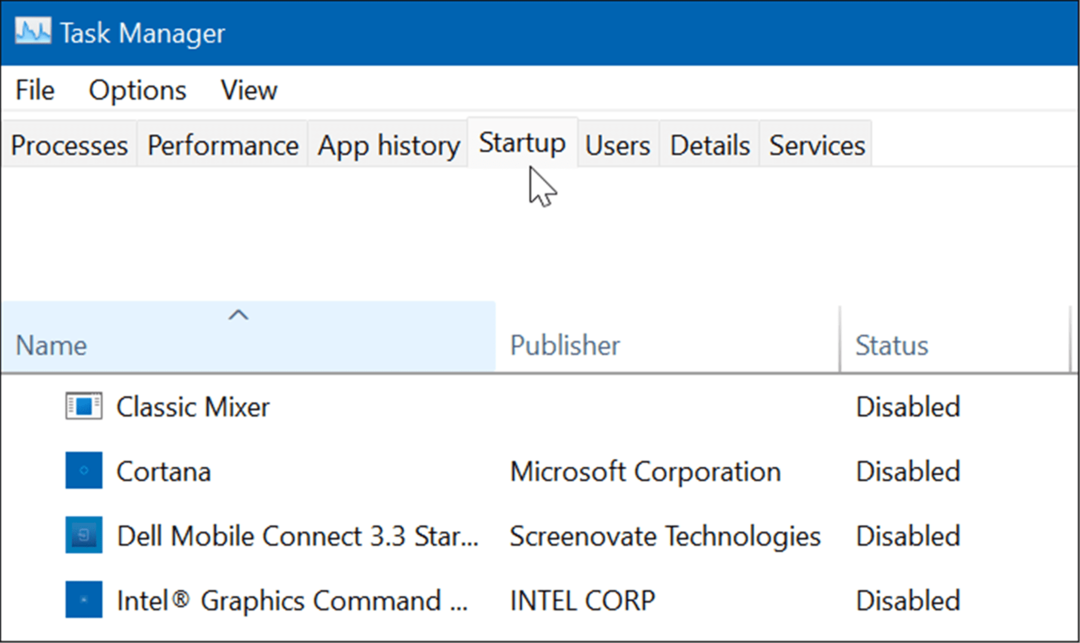 علامة التبويب " بدء تشغيل إدارة المهام" في نظام التشغيل Windows 11