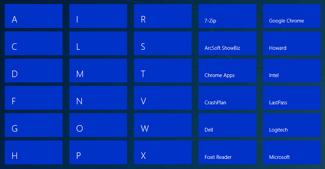 Windows 10: ابحث عن التطبيقات بالحرف الأول من قائمة ابدأ