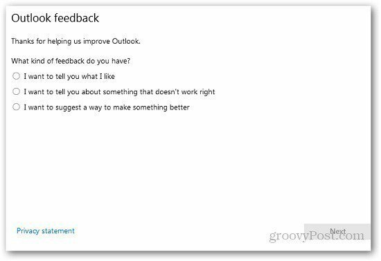 كيفية إرسال الملاحظات حول Outlook.com إلى Microsoft