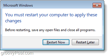قم بإعادة تشغيل جهاز الكمبيوتر لحفظ التغييرات