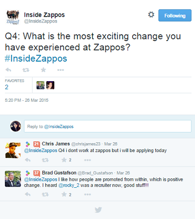 zappos #insidezappos سقسقة الدردشة