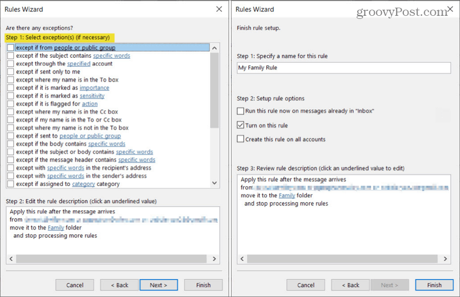 نقل رسائل البريد الإلكتروني من قاعدة Outlook مع استثناءات