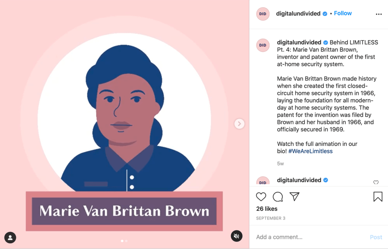 مثال على منشور mp4 مقتطف تمت مشاركته على instagram لإبراز ماري فان بريتان براون كـ pt. 4 في سلسلة #wearelimitless