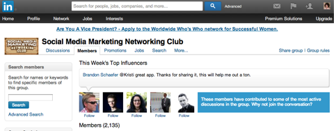 مجموعة LinkedIn للتسويق عبر وسائل التواصل الاجتماعي