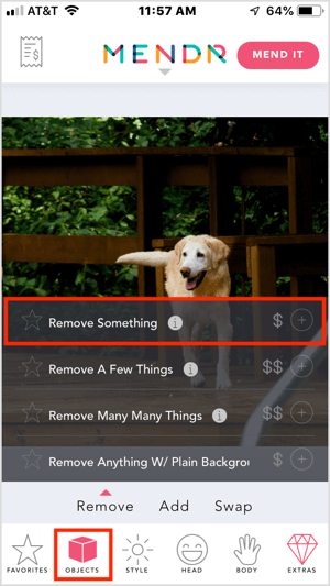 قم بإزالة كائن من صورتك باستخدام تطبيق Mendr للجوال.