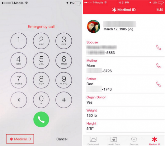 نصيحة iOS 8: استخدم هاتفك كمعرف طبي