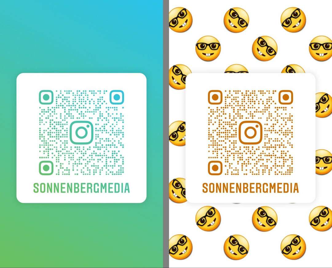 كيفية-إنشاء-Instagram-qr-code-to-share-profile-change-color-design-options-emoji-pattern-sonnenbergmedia-example-12