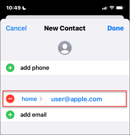 معرف Apple في قائمة جهات الاتصال
