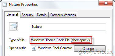 خصائص ملف Windows Theme Pack