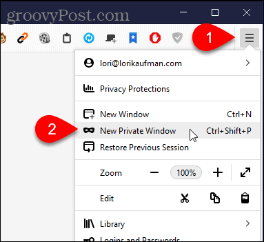 حدد نافذة خاصة جديدة في Firefox لنظام التشغيل Windows